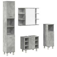 juego mueble de bano  armarios de bano 4 uds madera contrachapada gris hormigon