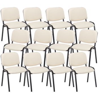 Pack De 12 Sillas Confidente Ken En Simil Cuero Crema 53x53x83 Cm Clp