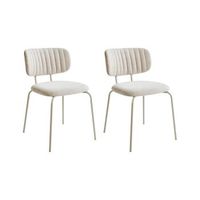 conjunto de 2 sillas de comedor decorativas tapizadas sin reposabrazos diseno moderno base de metal beige claro irins