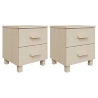 pack 2 uds mesitas noche  mesa auxiliar  mesilla hamar pino macizo marron miel 40x35x445 cm