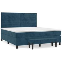 cama tapizada 203x160x128 cm contrachapado madera procesada - azul