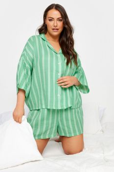 Yours Pijama Corto De Algodón Verde Con Rayas