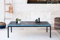 mesa industrial de madera azul