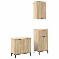 juego de muebles de bano 3 uds roble sonoma 395 x 36 x 88 cm vidaxl