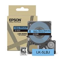 epson lk-5lbj cinta mate negro sobre azul 18 mm original