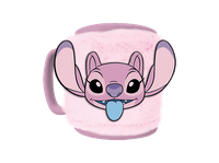 taza - sherwood lilo  stitch angel 400 ml funda de felpa rosa