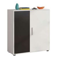 rom aparador salon comedor 2 puertas 1 estante estilo contemporaneo en color  blanco mate y negro 80 cm