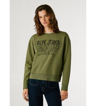 Pepe Jeans para mujer. PL5800022 Sudadera Beberly verde (S), Casual, Algodón, Manga larga