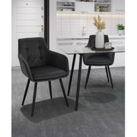 juego de 2 sillas de comedor tapizadas en terciopelo negro