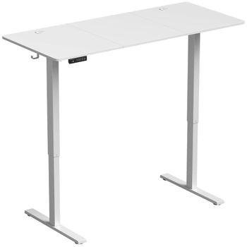HOMCOM Escritorio Elevable Eléctrico 140x60 cm con 3 Memorias Pantalla LED 2 Ganchos y 2 Pasacables Blanco   Aosom España