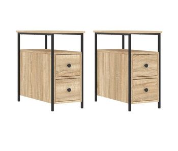 Vidaxl mesitas noche 2 uds madera ingeniería roble sonoma 30x60x60 cm