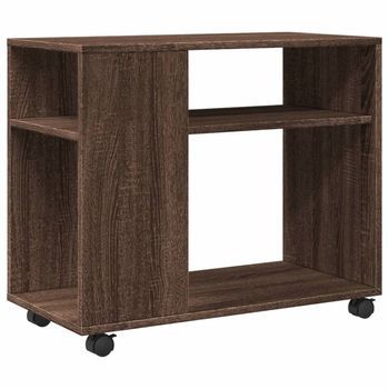 Mesa Auxiliar Con Ruedas Madera Roble Marrón 70x35x60 Cm Vidaxl