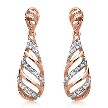 Pendientes de diamantes oro rosa 54 diamantes 0,114 ct.