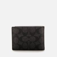 coach mens signature canvas slim bifold wallet - charcoalblack
