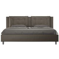 cama king size italiana de piel sintetica andry-color marron-ropa de cama 180x200 cm