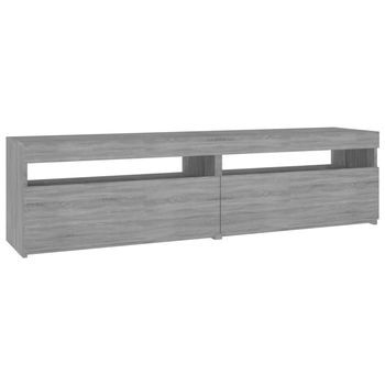 2 Uds Mueble Tv | Mueble De Salón | Armario Tv Con Luces Led Gris Sonoma 75x35x40 Cm