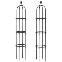 soporte para plantas exterior obelisco de jardin pack de 2 de acero 174 m enrejados trepadoras rosas para patio negro   aosom espana