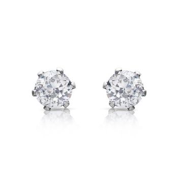 Pendientes de acero con circonita blanca 4mm