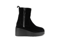 botin de mujer en ante con maxi cremallera y meseta black