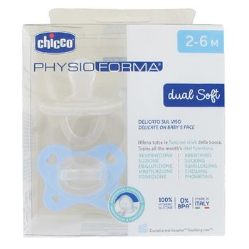 Chupete Chicco Physioforma Dual Soft Azul/Gris 2-6M 2 UD