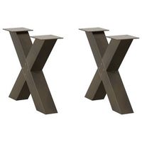 patas para mesa de centro en forma de x 2 unidades acero natural 60 x 42-43 cm vidaxl