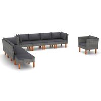 set de muebles de jardin 9 pzas ratan sintetico eucalipto gris vidaxl