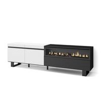 mueble tv wayl chimenea electrica color blanconegro