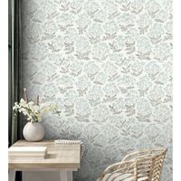 papel pintado vinilico ecologico de ramilletes de flores celeste - glasgow flowers 680696 de gaulan - rollo de 10 m x 053 m