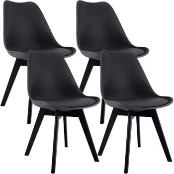 Juego De 4 Sillas De Comedor Linares Plástico Negro/negro 50x49x83 Cm Clp