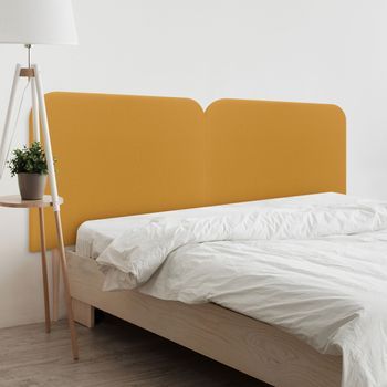 Dhome Cabecero Mostaza Curvo Tapizado En Polipiel 220 Dual Con Patas Altura 125cm Para Pared Acústico Absorbente Cama Dormitorio (mostaza, 220 Dual)