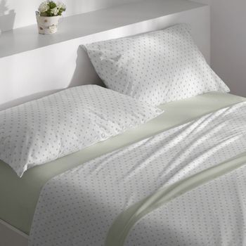 Juego De Sábanas Velvelina Floral Cama De 180 Cm - Verde - Burrito Blanco