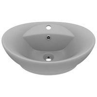 lavabo lujoso ovalado con rebosadero ceramica gris claro mate vidaxl