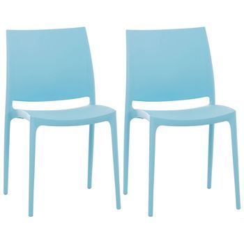 Set De 2 Sillas Apilables Maya Plástico Azul Claro 50x44x81 Cm Clp