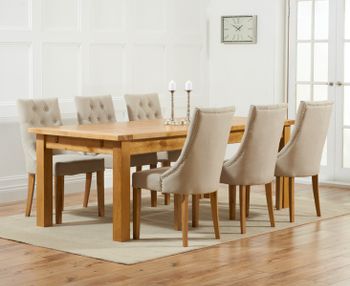 Normandy 220cm Solid Oak Extending Dining Table with Pacific Fabric Chairs