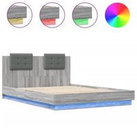 cama matrimonial  cama para adultos  estructura de cama cabecero luces led gris sonoma 120x200 cm