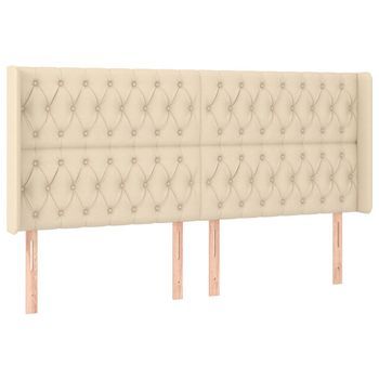 Cabecero Con Orejas De Tela Color Crema 203x16x118/128 Cm