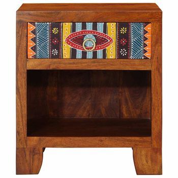 Mesita De Noche 40x35x45 Cm Madera Maciza De Acacia