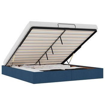 Estructura De Cama Otomana Sin Colchón Tela Azul 200x200 Cm Vidaxl