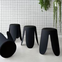 taburetes apilable de borreguito texturizado set de 4 negro