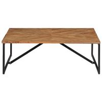 mesa de centro 110x110x36 cm madera maciza de acacia y hierro con recubrimiento en polvo - marron