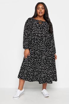 Yours Vestido Blanco Y Negro Estampado Leopardo, Mujer Curvy Y Tallas Grandes, Yours