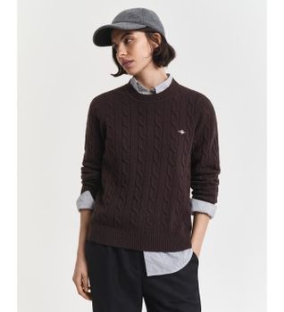 Gant para mujer. 4805315 Jersey de punto de ochos marrón (XL), Casual, Lana, Clásico