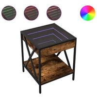 mesita de noche - mesilla de noche con infinity led roble ahumado 40x40x49 cm mc7566