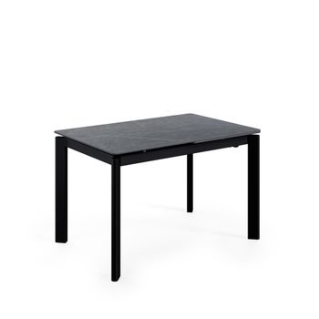 Mesa extensible 120 tapa marmol gris patas negro