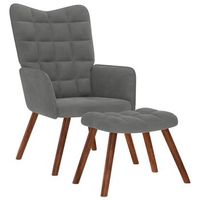 sillon relajante con taburete de terciopelo gris oscuro vidaxl
