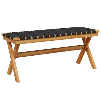 Banco De Jardín | Banco De Exterior | Silla De Jardín Madera Maciza De Acacia Y Tela Negro