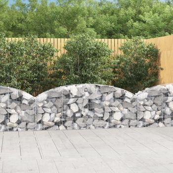 Cesta De Gaviones | Gavión Para Piedras | Gavión Decorativo Forma Arco Hierro Galvanizado 200x30x60/80 Cm Cfw221485
