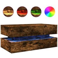 mesa de cafe  mesa de centro con luces led roble ahumado 90x50x40 cm