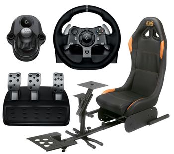 LOGITECH Driving Force G920 Racing Wheel & Pedals, Gaming Chair & Driving Force Shifter Bundle