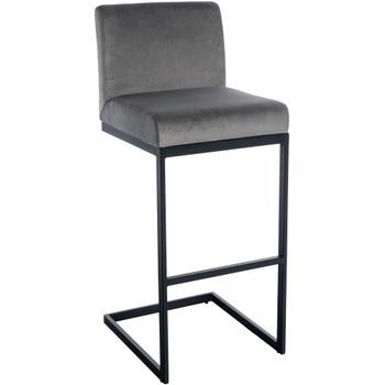 Taburete Hopewell De Terciopelo Gris 53x43x104 Cm Clp